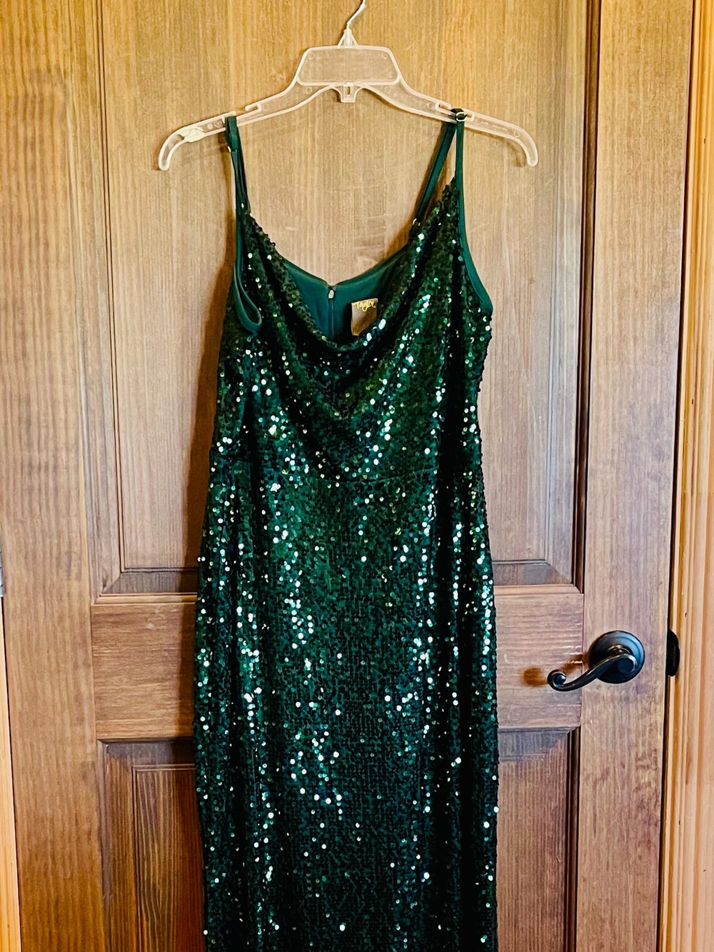 Taylor Dark Emerald Green Sequin Strapless Slip Dress
